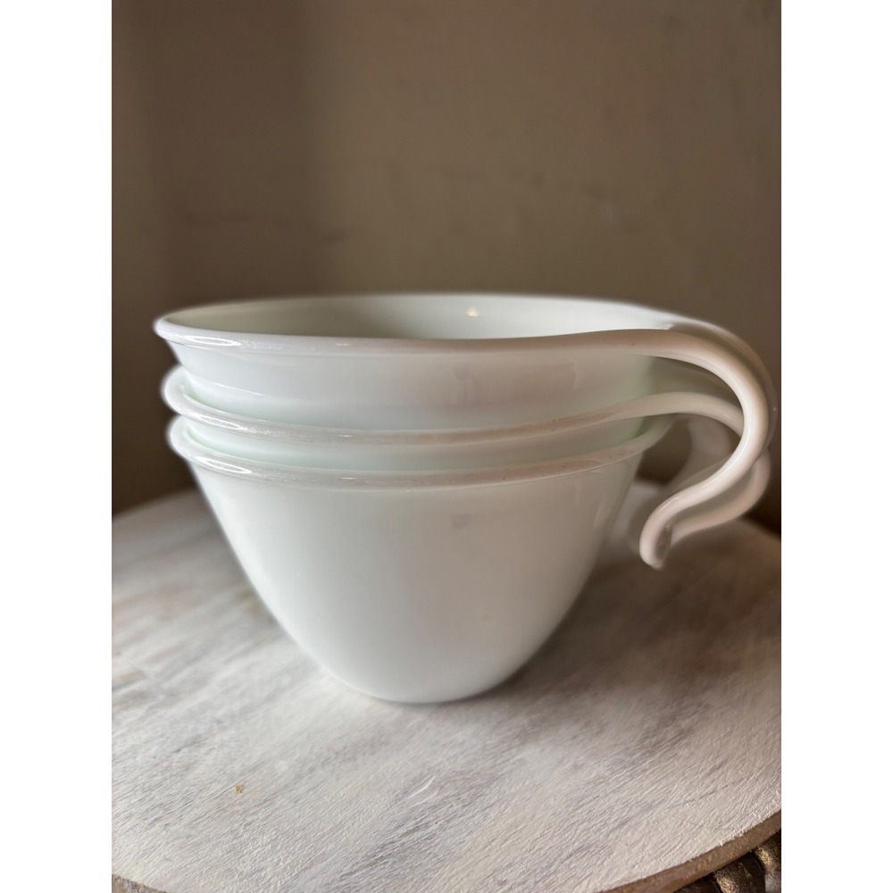 Corelle Winter Frost White Coffee Cups Set of 3 hook Handle Mid Century Modern - Picture 2 of 14